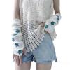 Eominve Y2K Women Teens Knitted Arm Warmers Japanese Harajuke Cosplay Star Lolita Cute Fingerless Mittens Thumb Hole Gloves (White) view 1