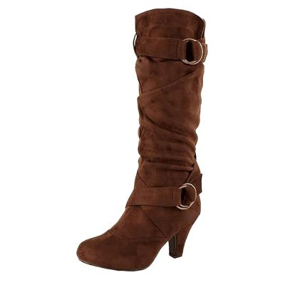 Ladmiple Cowboy Boots For Women Pink Knee High Boots for Women Pointed Toe Sexy Cone Heel Boots with Side Zipper Fashion Elegant Cowboy Boots for Fall Winter Spring 2023