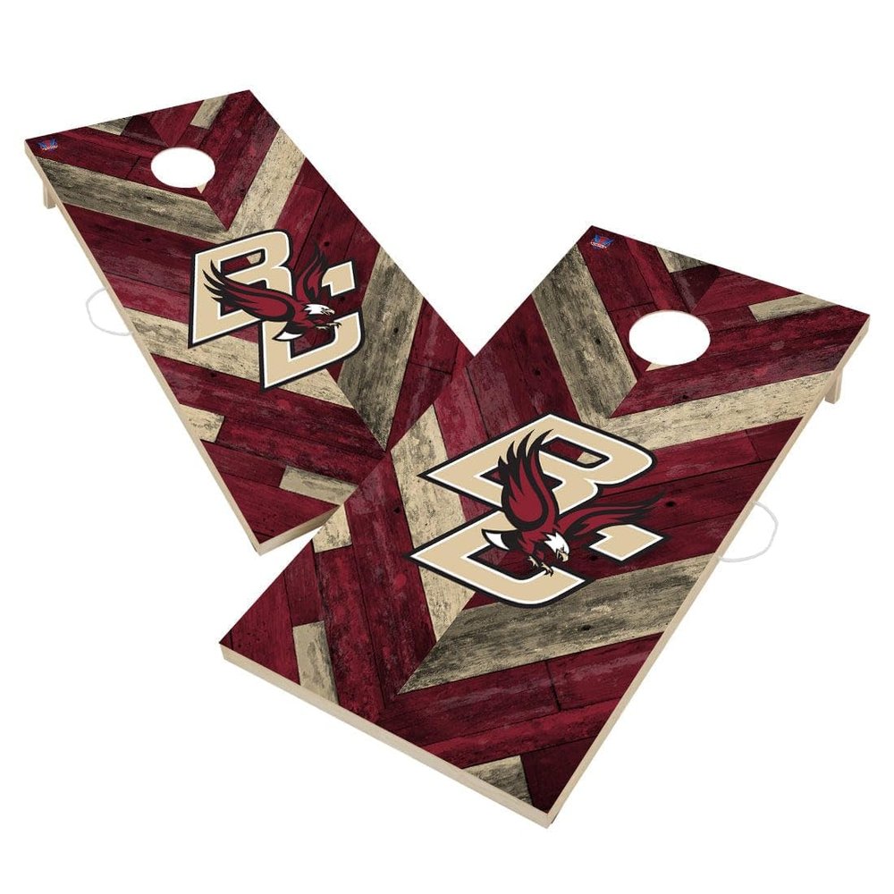 Boston BC Cornhole Boards, 2x4 Regulation Corn Hole Board Set, Officially Licensed Cornhole Boards, Comes with (2) Boards, (8) Bags, (1) Carrying Case & LED Hole Lights