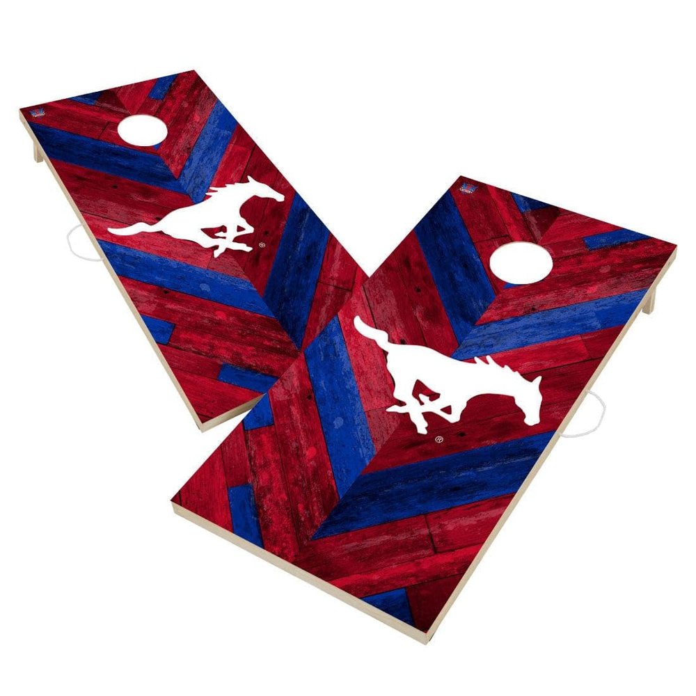 Southern SMU Cornhole Boards, 2x4 Regulation Corn Hole Board Set, Officially Licensed Cornhole Boards, Comes with (2) Boards, (8) Bags & LED Lights