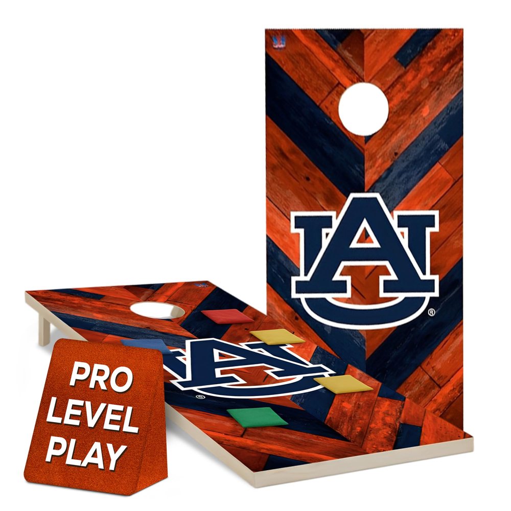 Tailgate Pro's 2x4 Cornhole Board Set, Officially Licensed Corn Hole Game with Solid Wood Frame, UV-Printed Team Graphics, Foldable Legs, Regulation Bags, Good for Tailgates & Backyard Fun, Auburn
