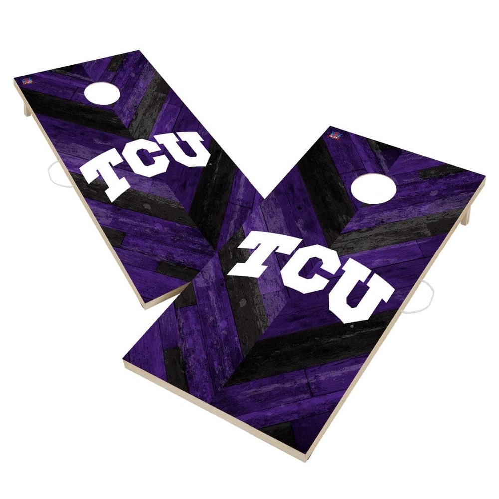 Texas Christian Cornhole Boards, 2x4 Regulation Corn Hole Board Set, Officially Licensed Cornhole Boards, Comes with (2) Boards, (8) Bags & LED Lights