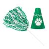 Anderson's Exclusive Green and White Paw Pride Shaker Pom Poms Megaphone Noisemaker Set School Spirit Cheerleader Sports Fan Football Homecoming Squad Team Party Dance Club Pack of 24