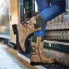 Ladmiple Cowgirl Boots Wide Calf Brown Women's Mid Calf Combat Riding Fashion Winter Boots Side Zipper Low Heel Motorcycle Military Biker Boots Dress Ankle Booties 2023 view 2