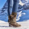Ladmiple Cowgirl Boots Wide Calf Brown Women's Mid Calf Combat Riding Fashion Winter Boots Side Zipper Low Heel Motorcycle Military Biker Boots Dress Ankle Booties 2023 view 3