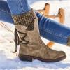 Ladmiple Cowgirl Boots Wide Calf Brown Women's Mid Calf Combat Riding Fashion Winter Boots Side Zipper Low Heel Motorcycle Military Biker Boots Dress Ankle Booties 2023 view 4