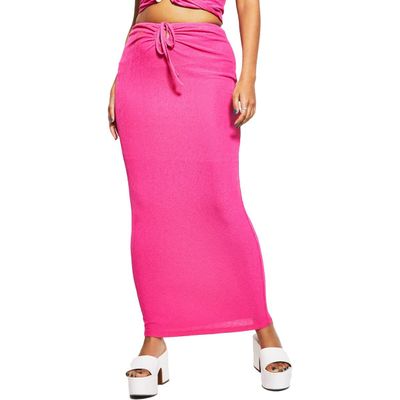Royalty By Maluma Womens Tie Front Long Maxi Skirt Pink XXXL