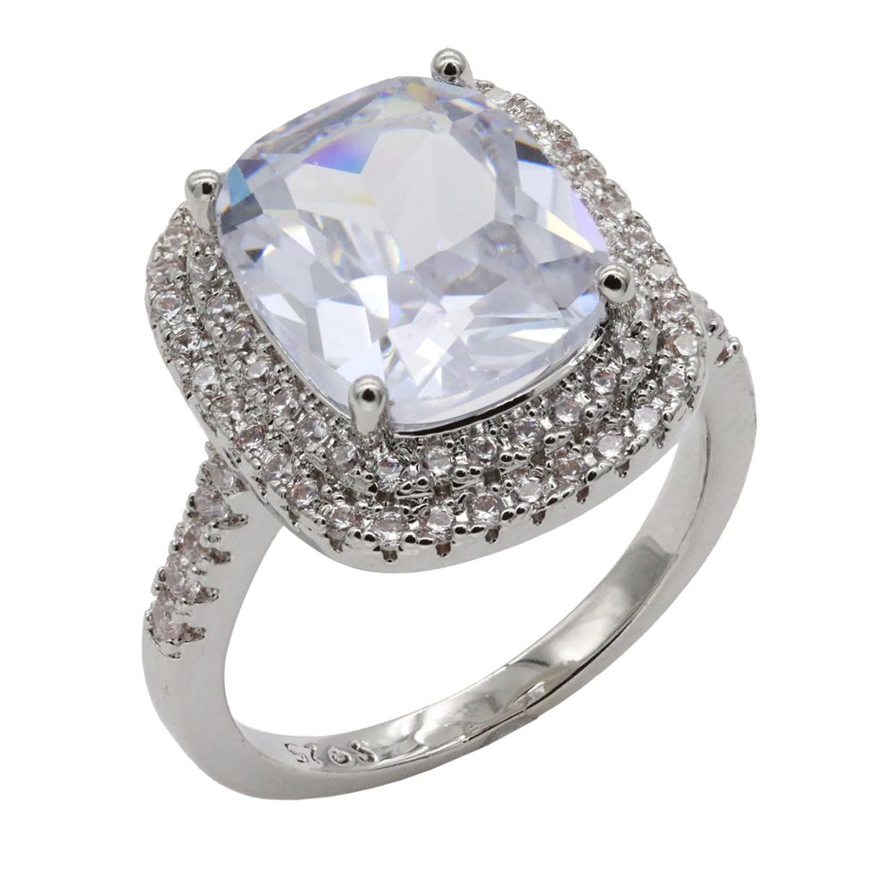 Guangstar Women's Cubic Zirconia Cocktail & Statement Rings, Size 7, Clear