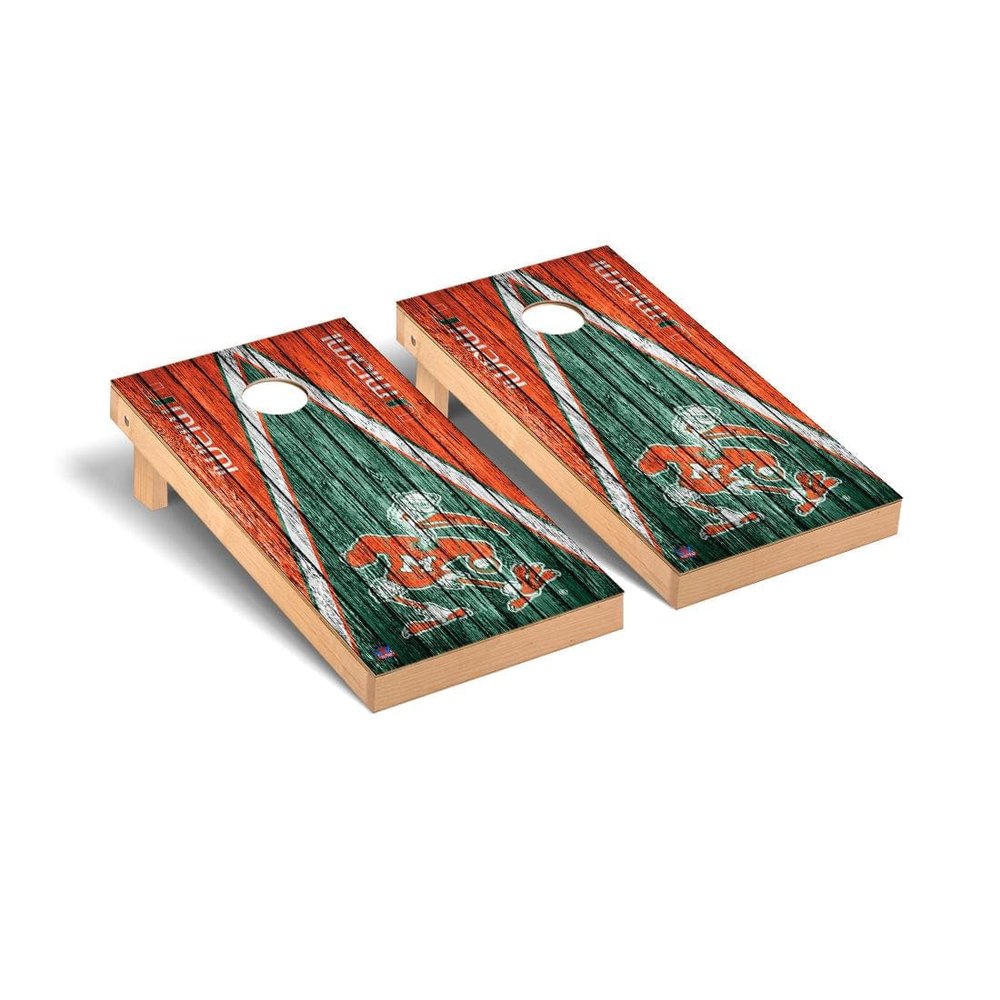 Miami Cornhole Boards, 2x4 Premium Corn Hole Board Set, Officially Licensed Cornhole Boards, Comes with (2) Boards, (8) Bags, (1) Carrying Case & LED Hole Lights