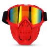 Alomejor Motorcycle Skull Goggle Face Cover Off Road Cycling Windproof Helmet Goggles Glasses with Face Cover(Red Frame Red Lens) view 1