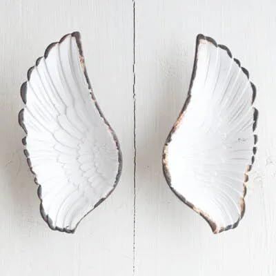 Southst Wing Single Hole Small Handle Modern Minimalist Room Wardrobe Door Fantasy Art Knob and Pull Installation Knob - (Color: A Pair of White)