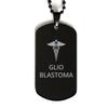 CHERLINKS Medical Black Dog Tag, Glioblastoma Awareness, Medical Symbol, SOS Emergency Health Life Alert ID Engraved Stainless Steel Chain Necklace for Men Women view 1