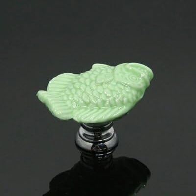 Southst Multi-Color Fish Ceramics Knobs Furniture Drawer Wardrobe Handle Kit Cabinets Cupboard Dresser Room Pull Knobs - (Color: Green)