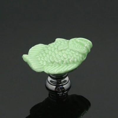 Southst Multi-Color Fish Ceramics Knobs Furniture Drawer Wardrobe Handle Kit Cabinets Cupboard Dresser Room Pull Knobs - (Color: Green)