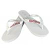 Bridesmaid Flip Flops in White with Rose Gold Pink Glitter Wedding Title on the Straps, Customize Yours, Flat or Wedge Heel, Black Silver Gold Purple view 1