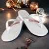 Bridesmaid Flip Flops in White with Rose Gold Pink Glitter Wedding Title on the Straps, Customize Yours, Flat or Wedge Heel, Black Silver Gold Purple view 2