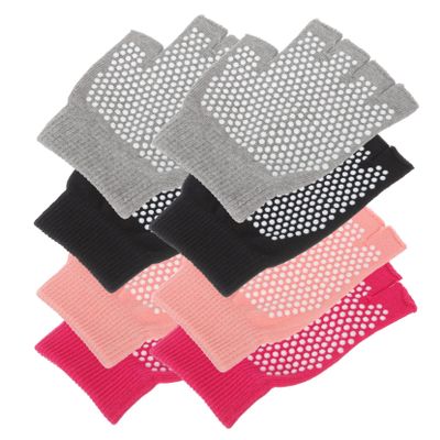 Anneome 4 Pairs Non-Slip Yoga Gloves Non Skid Grippy Gloves Workout Sports Weight Lifting Half Finger Yoga Palm Wrist Grips Power Acrylic Grasp Travel