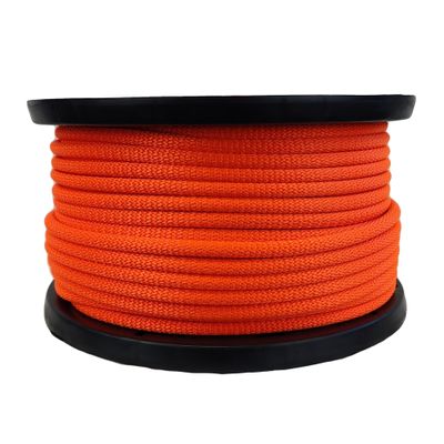 3/8 inch Neon Orange Dacron Polyester Rope - 250 Foot Spool | Solid Braid - Industrial Grade - High UV and Abrasion Resistance - Low Stretch