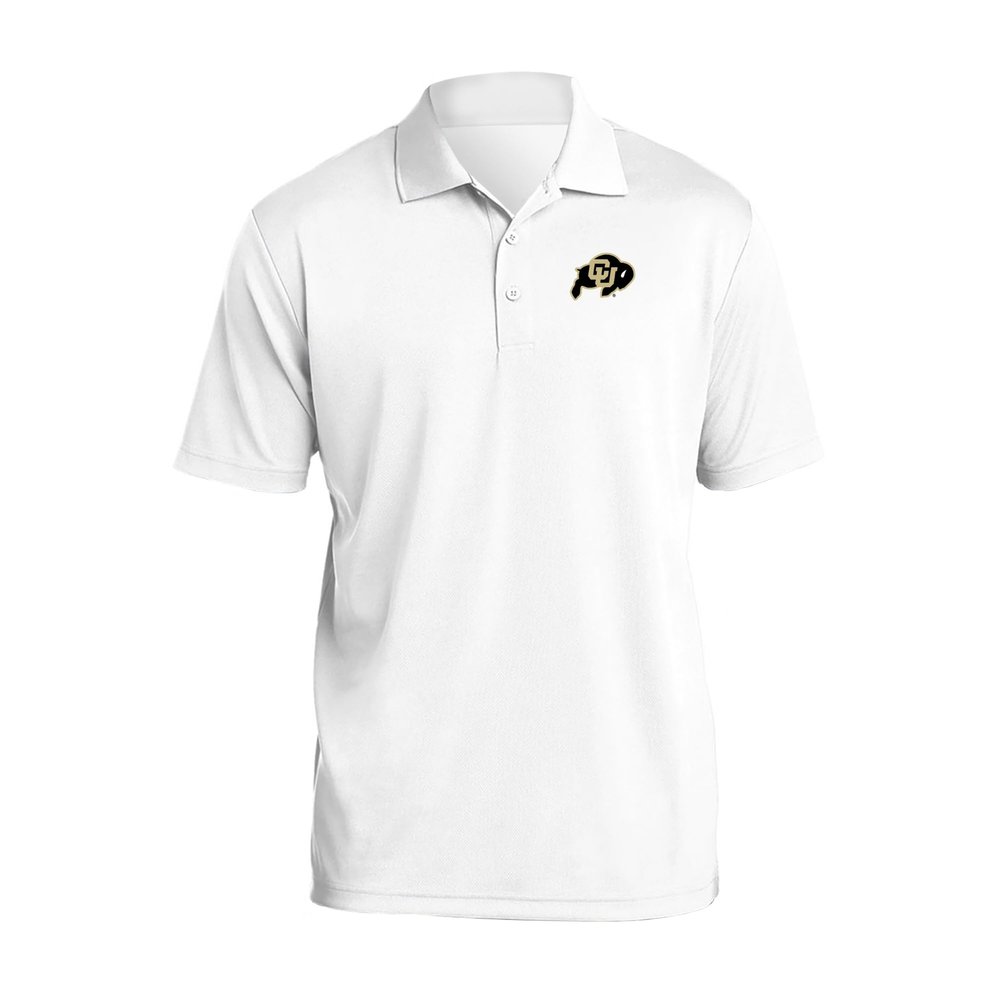 UGP Campus Apparel AP07 - University of Colorado Buffaloes Primary Logo Left Chest Polo - X-Large - White