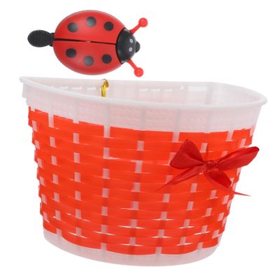 ABOOFAN Girls Scooter Wicker Storage Basket Scooters for Kids Kid Basket Kids Girls Bike Front Shopping Bike Puppy Stroller Rattan Bicycle Bell