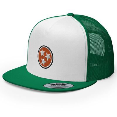 RIVEMUG Tennessee Trucker Hat Flat Bill High Crown Tri Star Embroidered Snapback Cap for Men and Women