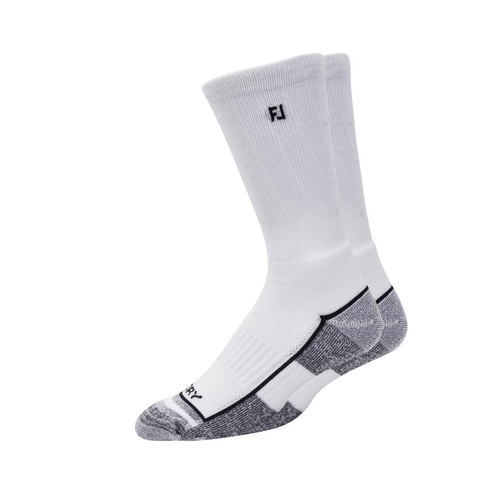 FootJoy Men's ProDry Crew Socks, White XL, Fits-Shoe Size 12-15