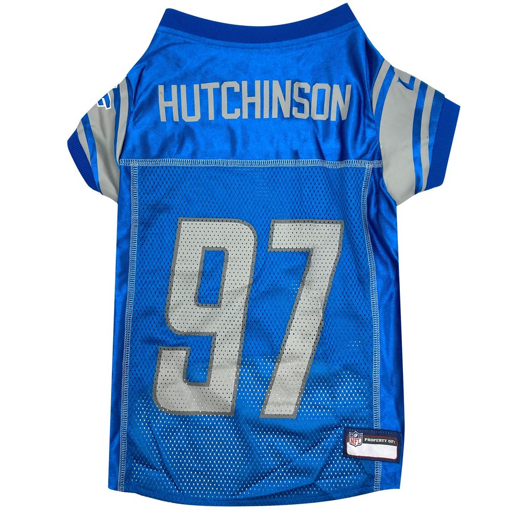 NFLPA Aidan Hutchinson PET Jersey, NFL Dog Shirt, Size Small, Detroit Lions Mesh Jersey for Dogs