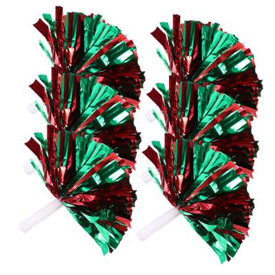 Abaodam 6 Pack Hand-cranked Flowers Cheer Pom Poms for Cheerleading Portable Props Reusable Plastic for Sports Events