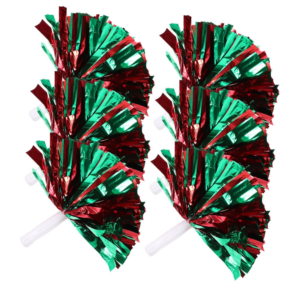 Abaodam 6 Pack Hand-cranked Flowers Cheer Pom Poms for Cheerleading Portable Props Reusable Plastic for Sports Events