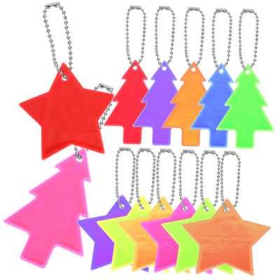 ABOOFAN 13pcs Star Tree Shaped Safety Reflector Charms Reflector Pendants for School Bags Backpacks Clothing Nighttime Visibility for Boys and Girls Outdoor Activities