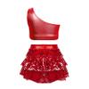 TSSOE Girls Glitter Sequins Layered Crop Top with Mini Skirt Latin Jazz Salsa Samba Dance Costume B03 16 Years view 2