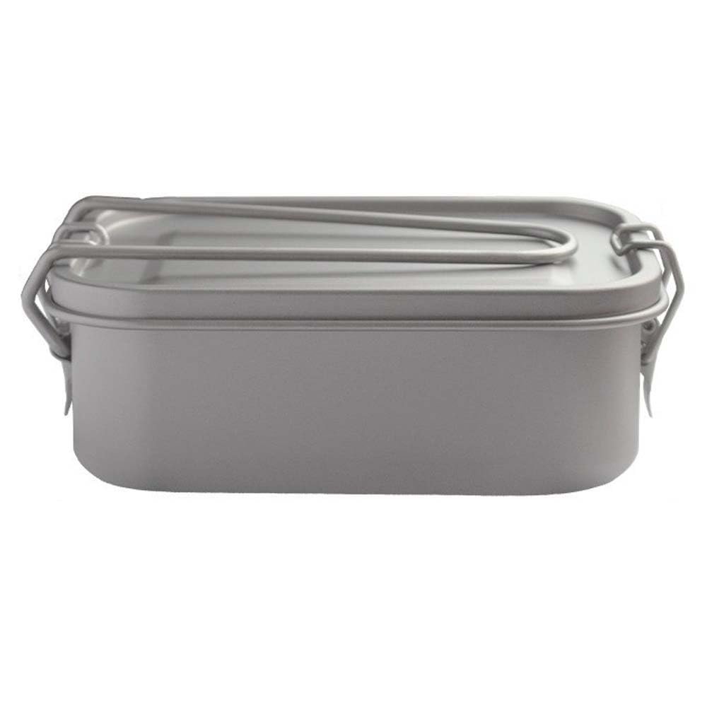 Echeson Pure Titanium Lunch Box 800ML Outdoor Camping Portable Square Lunch Box Household Tableware (Color : 800ML B)