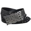 HiiFeuer Viking Embossed Buckle Belt, Nordic Faux Leather Knight Belt, Retro Medieval Warrior Belt for LARP Cosplay Halloween (Black B) view 3