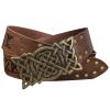 HiiFeuer Viking Embossed Buckle Belt, Nordic Faux Leather Knight Belt, Retro Medieval Warrior Belt for LARP Cosplay (Brown B) view 3