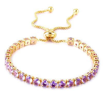 Fivoilin Tennis Bracelets for Women, Dainty 18K Gold Plated Cubic Zirconia Classic Adjustable Slider Bracelet Fashion Jewelry Gift for Her Birthday Valentines' Day Wedding Party Prom Graduation