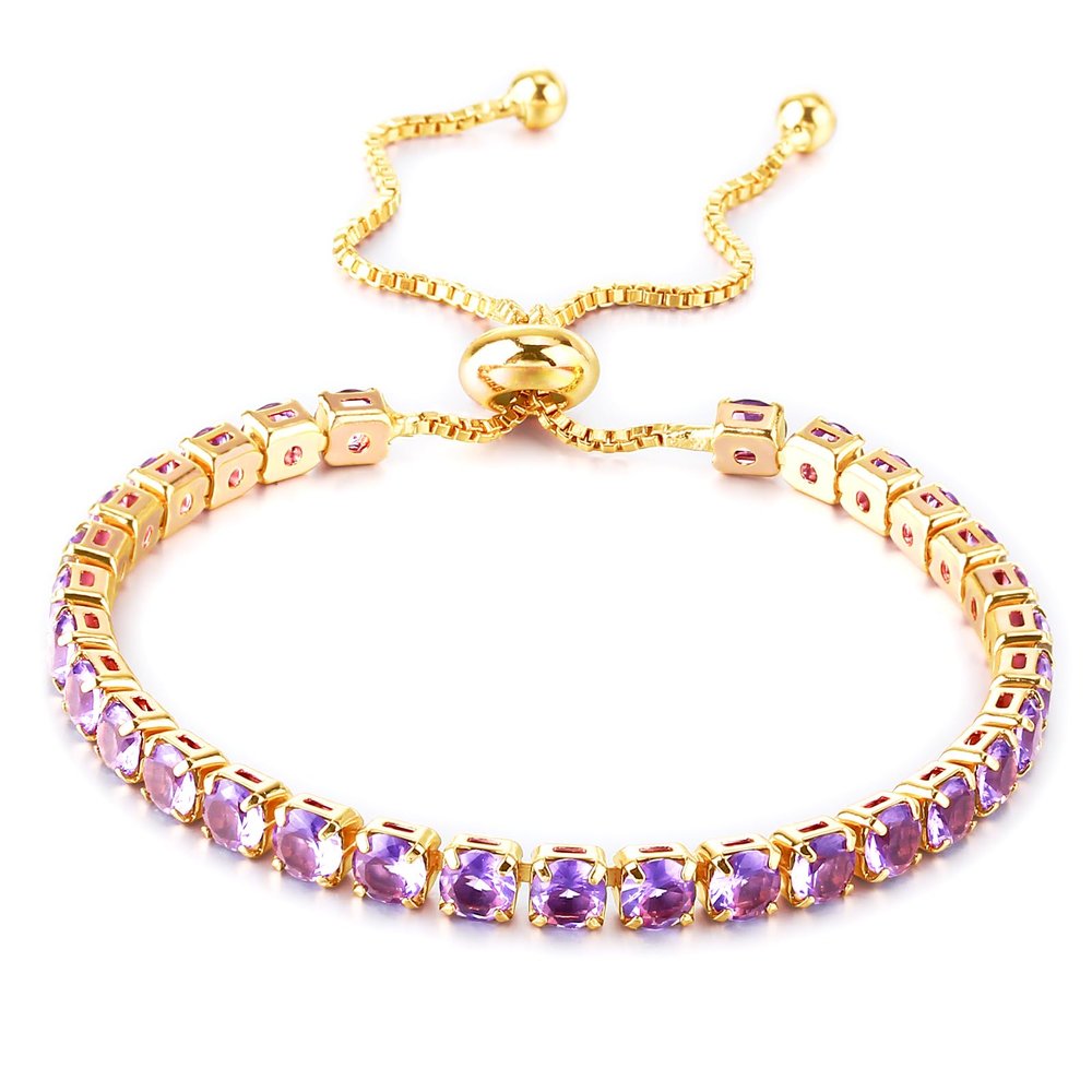 Fivoilin Tennis Bracelets for Women, Dainty 18K Gold Plated Cubic Zirconia Classic Adjustable Slider Bracelet Fashion Jewelry Gift for Her Birthday Valentines' Day Wedding Party Prom Graduation