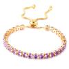 Fivoilin Tennis Bracelets for Women, Dainty 18K Gold Plated Cubic Zirconia Classic Adjustable Slider Bracelet Fashion Jewelry Gift for Her Birthday Valentines' Day Wedding Party Prom Graduation view 1