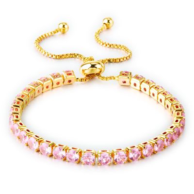 Fivoilin Tennis Bracelets for Women, Dainty 18K Gold Plated Cubic Zirconia Classic Adjustable Slider Bracelet Fashion Jewelry Gift for Her Birthday Valentines' Day Wedding Party Prom Graduation