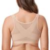 DELIMIRA Women's Front Closure Posture Wireless Back Support Full Coverage Bra Beige 34G view 1