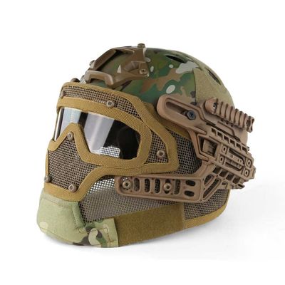 KLYso Tactical Fast Helmet, Airsoft Helmet Set, Tactical Mask for Fast Helmet, Tactical Helmet G4 System CS Equipment, for Airsoft Paintball Hunting and Shooting CS (Color : CP, Size : One Size)