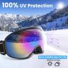 COOLOO Ski Goggles, OTG Snow Goggles for Adult Men Women Youth, Snowboard Goggles Over Glasses, Anti-fog, UV Protection view 3