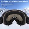 COOLOO Ski Goggles, OTG Snow Goggles for Adult Men Women Youth, Snowboard Goggles Over Glasses, Anti-fog, UV Protection view 4