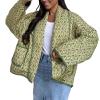ZYXTIM Women's Lightweight Water-Resistant Sherpa-Lined Floral Printed Cute Long Sleeve Thicken Warm Casual Puffer Mint Green view 1