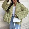 ZYXTIM Women's Lightweight Water-Resistant Sherpa-Lined Floral Printed Cute Long Sleeve Thicken Warm Casual Puffer Mint Green view 2