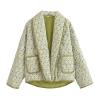 ZYXTIM Women's Lightweight Water-Resistant Sherpa-Lined Floral Printed Cute Long Sleeve Thicken Warm Casual Puffer Mint Green view 3