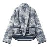 ZYXTIM Women's Cropped Floral Puffer Jacket Water-Resistant Sherpa-Lined Thicken Open Front Warm Winter Padded Puffer Coat Fall Jacket for Woman Blue view 3