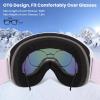 COOLOO Ski Goggles, OTG Snow Goggles for Adult Men Women Youth, Snowboard Goggles Over Glasses, Anti-fog, UV Protection view 4
