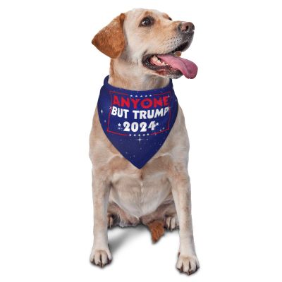 Anyone But Trump 2024 Anti Trump Dog Bandana Adjustable Triangle Pet Scarf Premium Quality Bandanas for Dogs and Cats