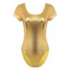 Sinleey Women's Shiny Metallic Bodysuit Ballet Gymnastic Dance Leotard Jumpsuit Carnival Party Tops Gold XX-Large view 4