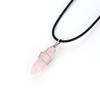 Adabele 1pc Real Natural Pink Rose Quartz Gemstone Drop Pendant Necklace Healing Reiki Chakras Energy Rock 18 Inch Women Men Leather Cord Jewelry GGP-H6 view 1